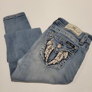 MISS ME Hailey Skinny Jeans w/ Bling  Feather Wings Size: 29